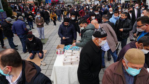 We Distributed “Books, Water, Sweet and Rose Water” to the People after the Friday Prayer in Esenler Central Mosque.