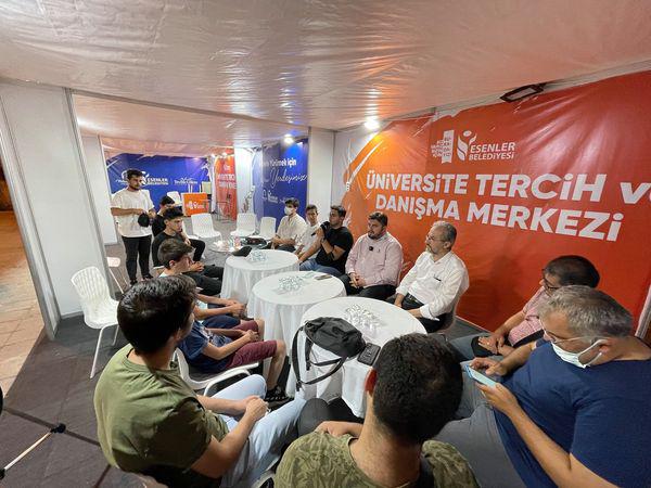 Coşkun Şahin, our foundation president, gave advice to students in Esenler Municipality university preference tent at Dörtyol Square in Esenler.