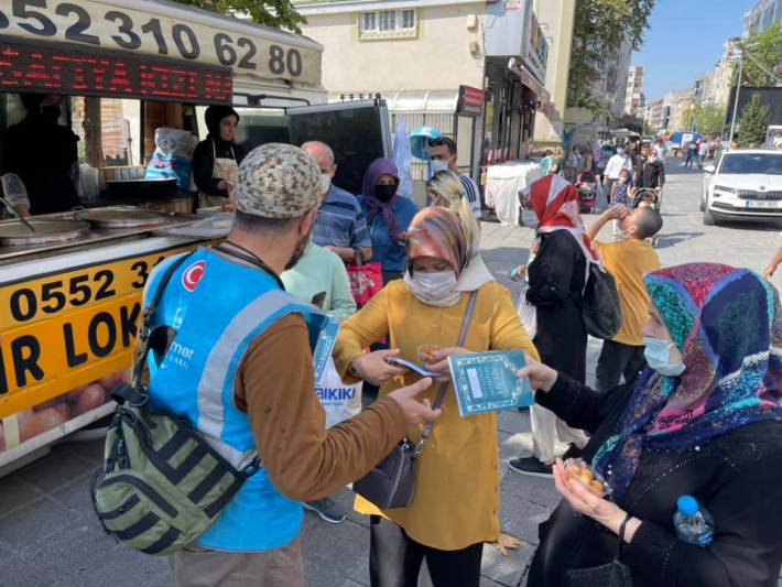 As Fatih Sultan Mehmet Education and Solidarity Foundation, we distributed sweet books and water.